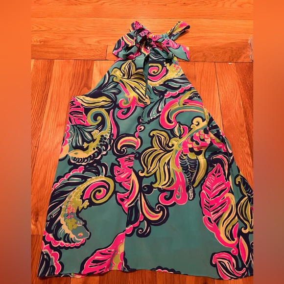 RARE Lilly Pulitzer Halter Top in Iona Shell Sea Blue Private Island - Picture 4 of 5